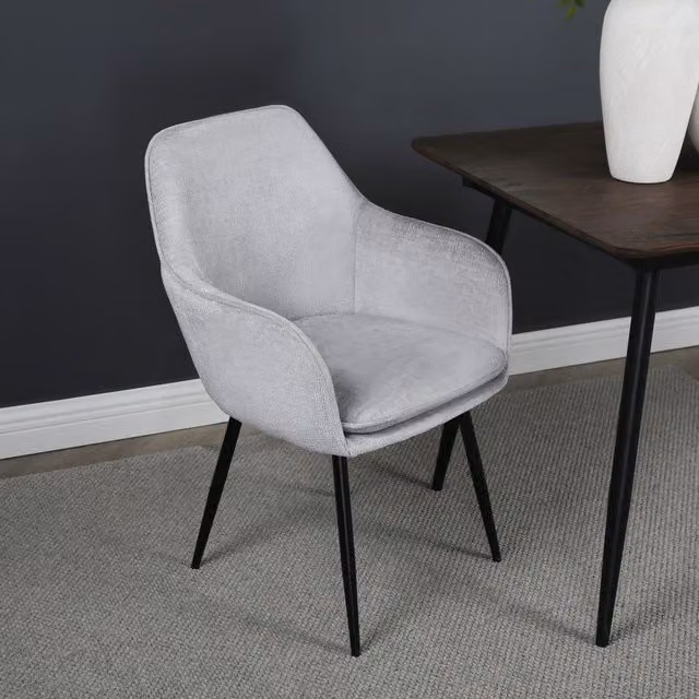 Home Garden Direct Muse Accent Chair with Grey Woven Fabric Upholstery and Metal Frame
