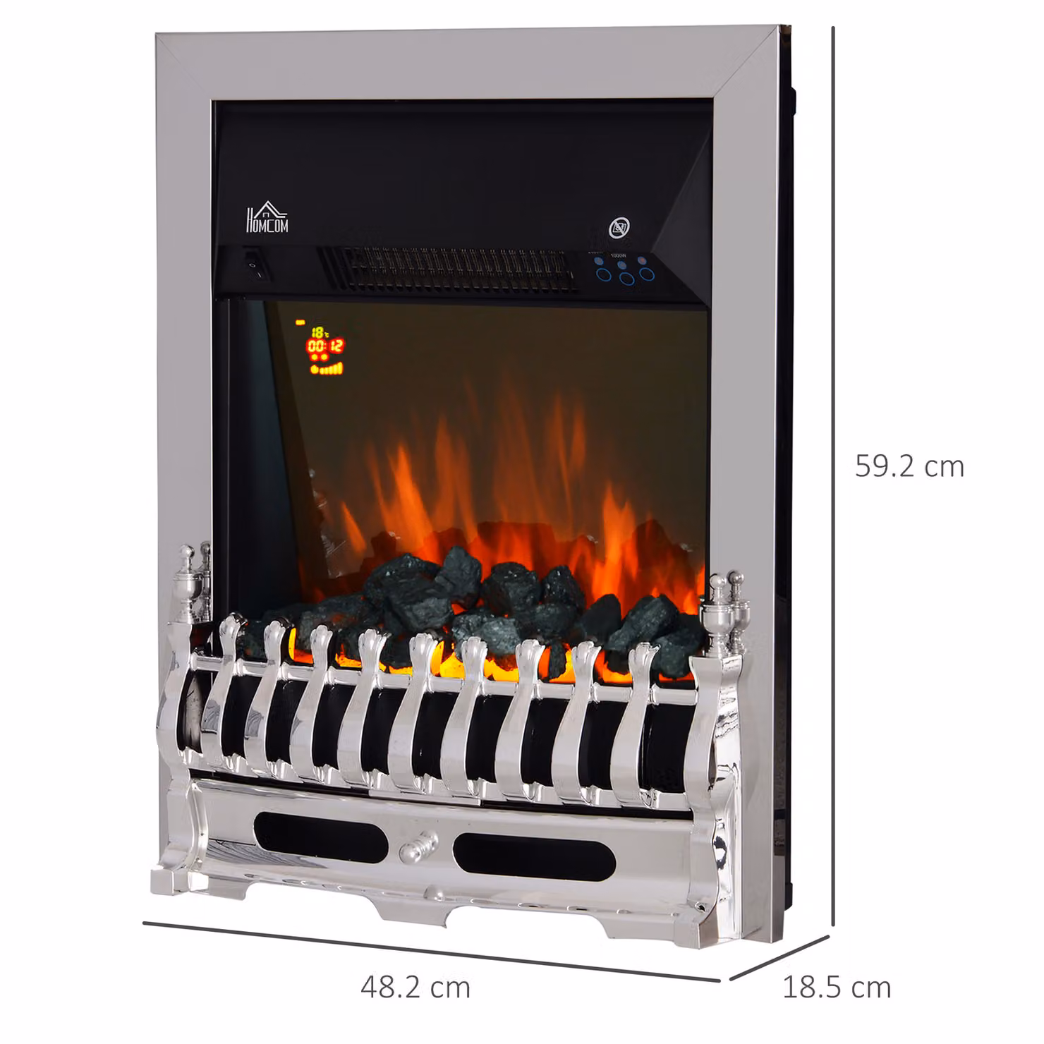 HOMCOM Modern Electric Fireplace with LED Lighting and 2kW Heater in Silver – 3