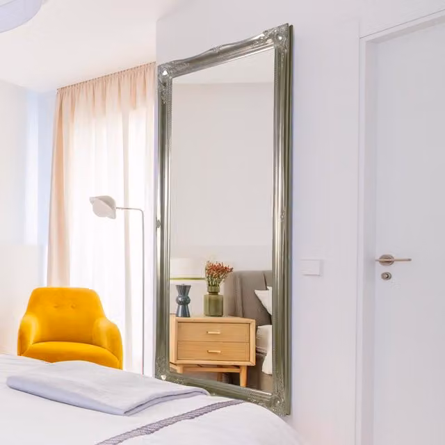 MirrorOutlet Silver Ornate Antique Design Full Length Rectangular Mirror, Grey, H 167 cm x W 75 cm