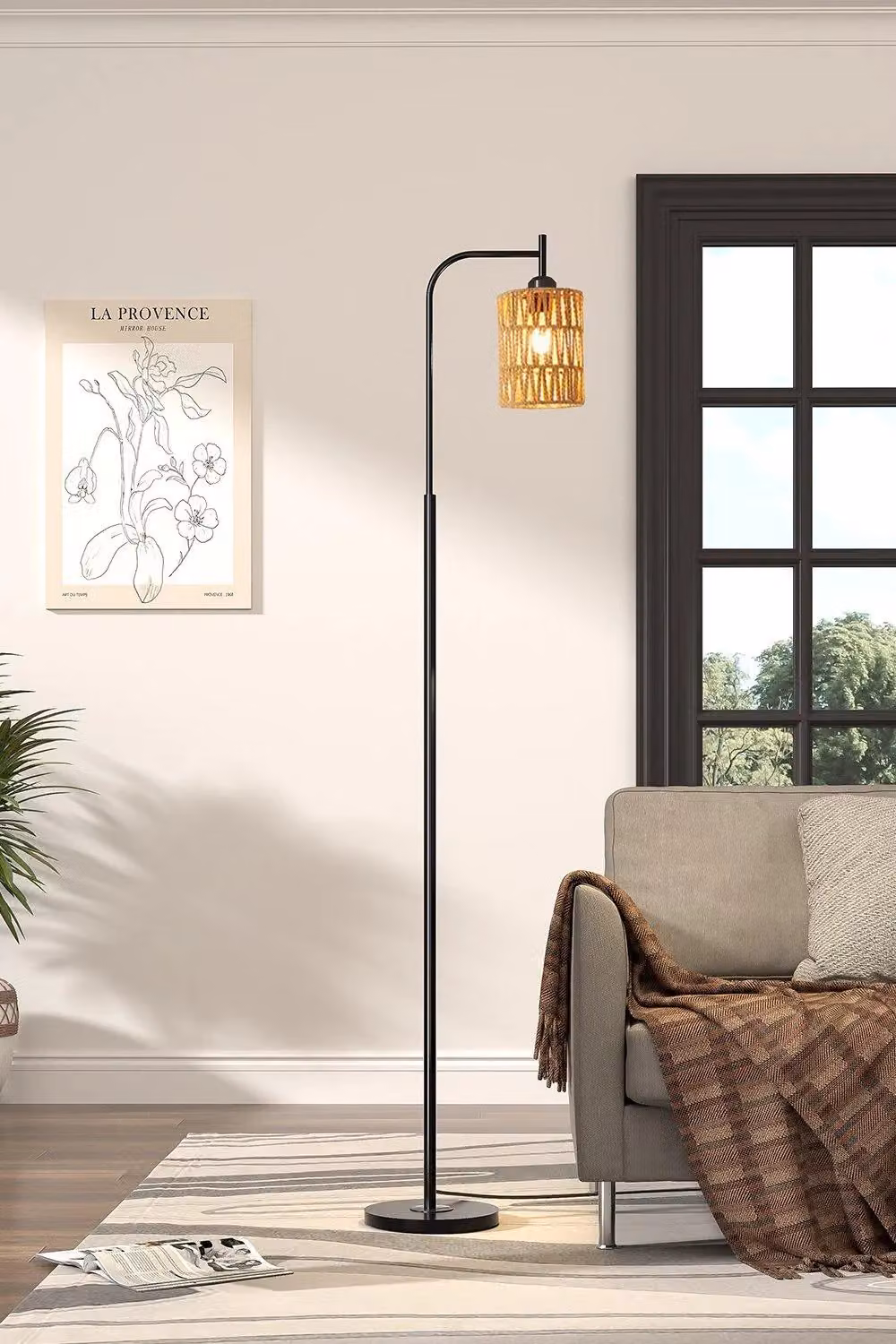 H&O Direct Modern Metal Floor Lamp in Black with Multicolour RGB Cylindrical Shade, H 170 cm x W 25 cm x D 25 cm – 4