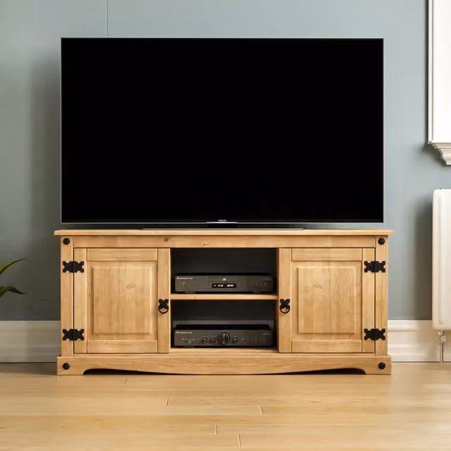 Vida Designs Rustic Pine and Metal TV Unit in Brown