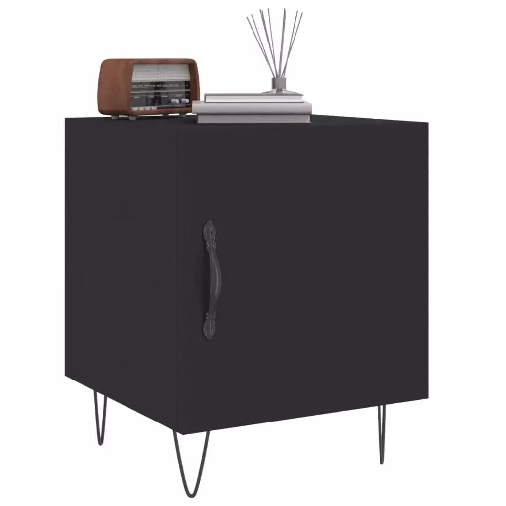 Berkfield Home Black Modern Bedside Cabinet W/D/H: 40 x 40 x 50 cm – 4