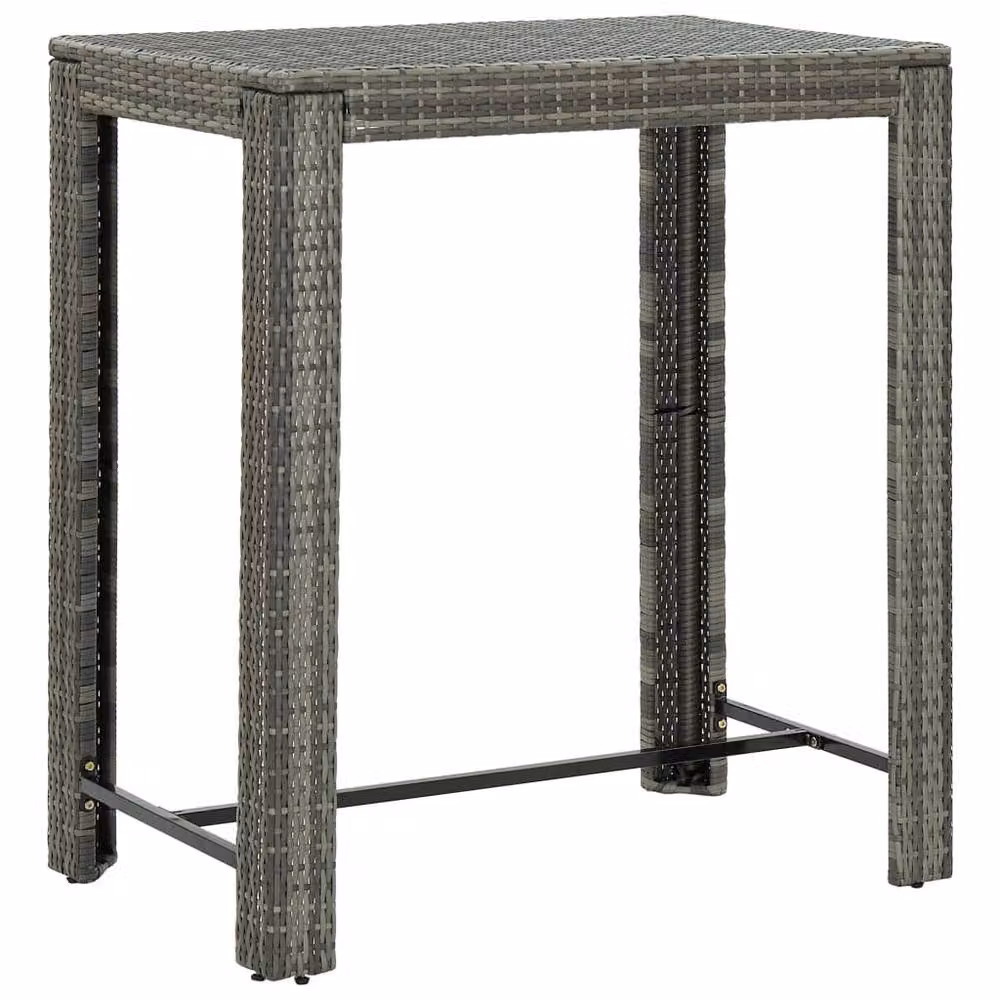 Berkfield Home Beautiful 5 Piece Grey Poly Rattan and Solid Acacia Wood Garden Bar Set – 4