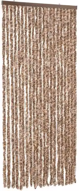 Berkfield Home Chenille Fly Curtain in Beige and Dark Brown, W: 90 cm, H: 200 cm