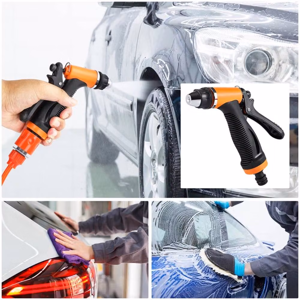 VOGREX 12V Self-priming High Pressure Water Pump Kit Portable Car Washer Set in Orange – 5