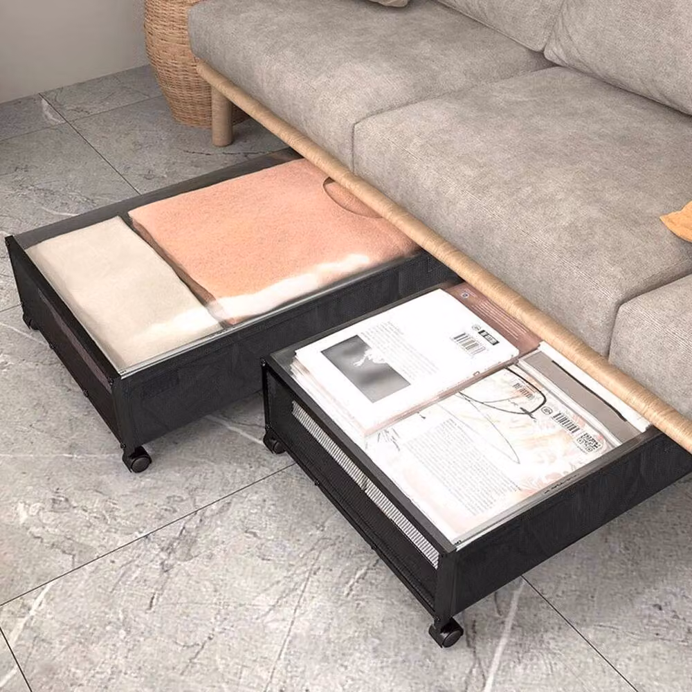 KORVIXA 2-Pack Underbed Storage Boxes in Black, Width: 90 cm – 3
