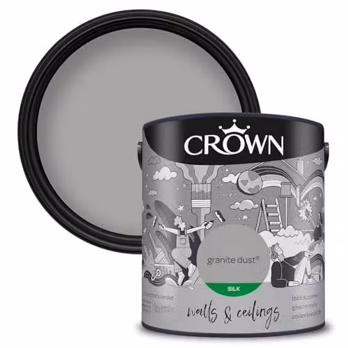 Crown Core Emulsion Silk Paint in Granite Dust Grey, 2.5 l