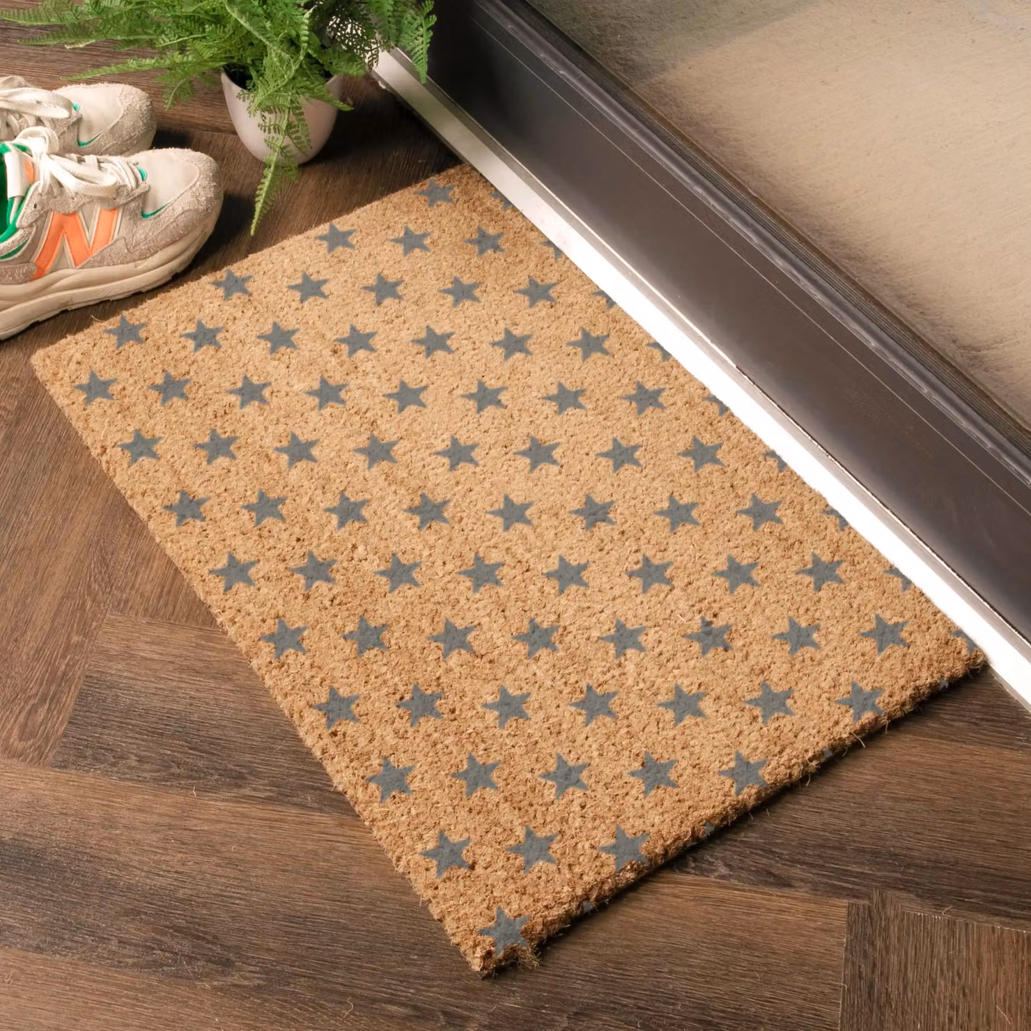 Artsy Mats Grey Multicolour Star Pattern Coir Doormat, W/D: 60 x 40 cm – 2