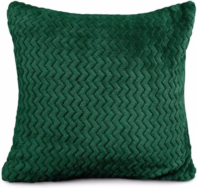 Velosso Moda Plush Fleece Filled Square Cushion in Green, W x D: 43 x 43 cm