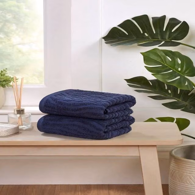 Rapport Home Safari Blue Pure Cotton Towel Set including Washcloth, Hand Towel and Bath Towel – 1