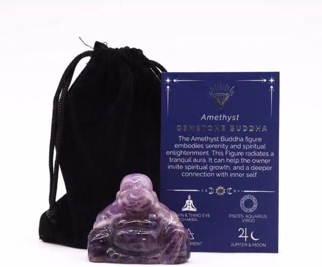 KDMD Amethyst Large Buddha Statue in Purple Stone for Tabletop Decor