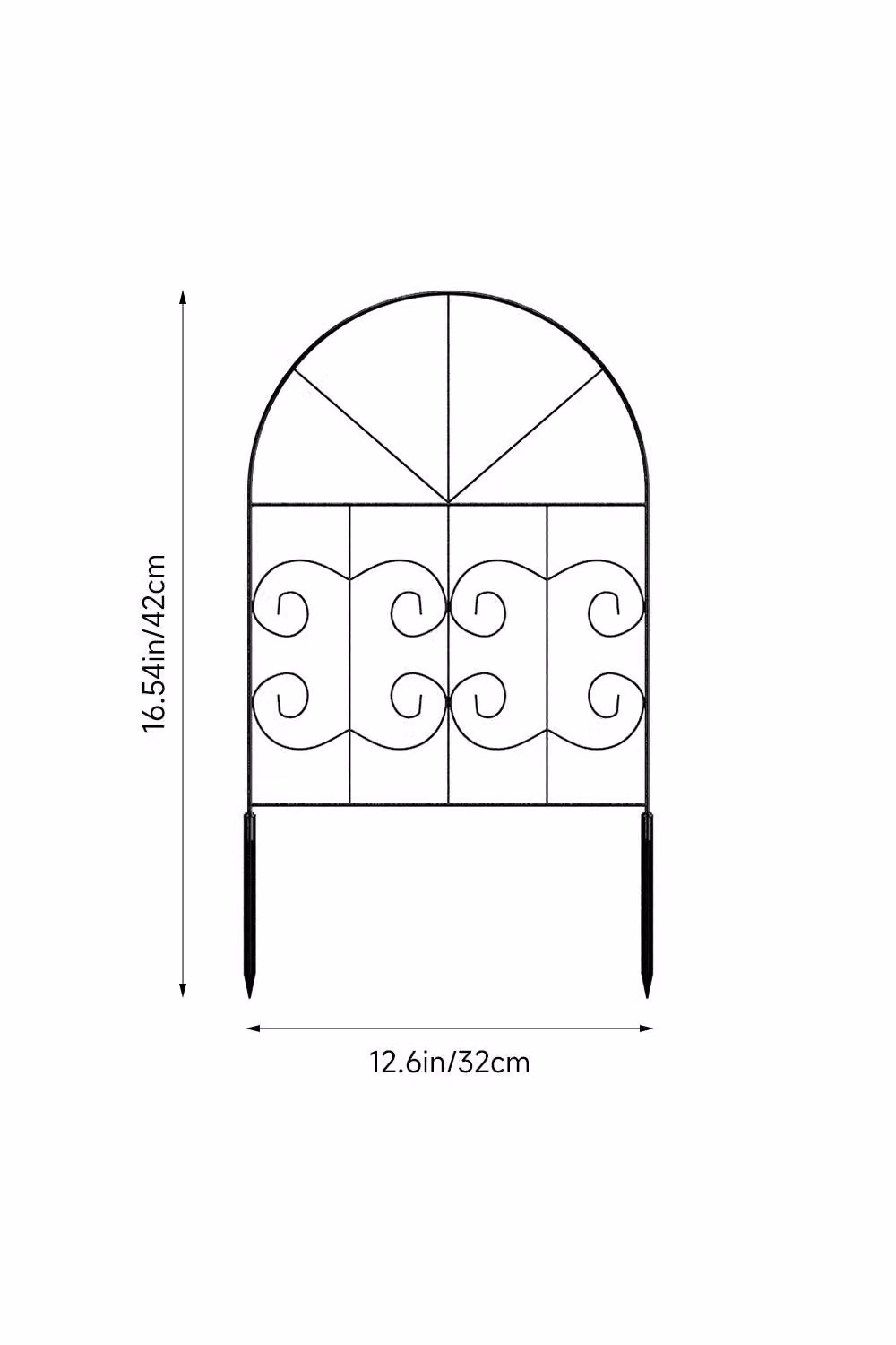 Living and Home 25-Panel Metal Arched Garden Edging Fence and Yard Border Decor Set in Black – 2