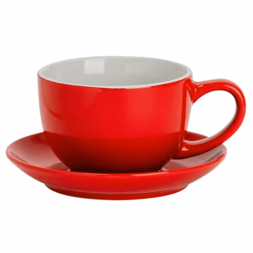 Argon Tableware Red Stoneware Cappuccino Cup and Saucer Set, 250ml
