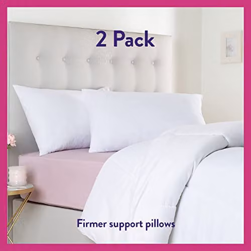 Slumberdown Cosy Nights Super Support Firm Pillows for Side Sleepers, 2 Pack, White, W: 74 cm, H: 48 cm – 2
