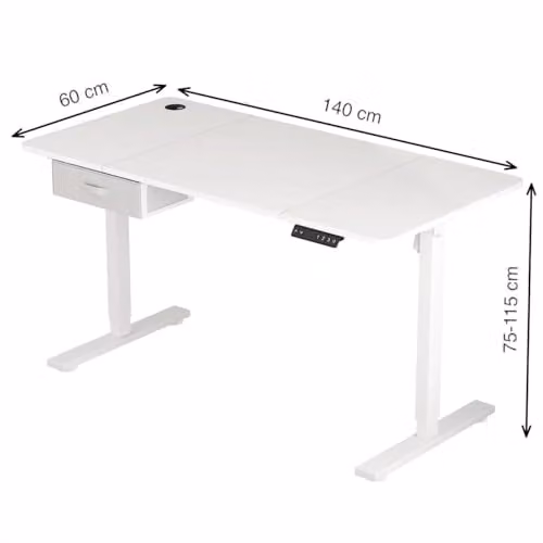 MCC Direct Easton Electric Height Adjustable Standing Desk, White, W: 140 cm, D: 60 cm – 2