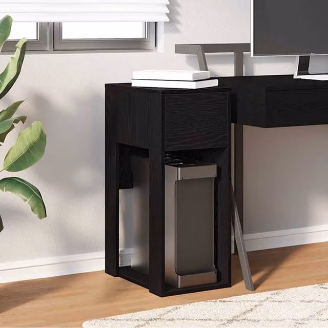 Berkfield Home Durable Computer Tower Stand with Drawer, Black, W/D/H: 30 x 44 x 74 cm