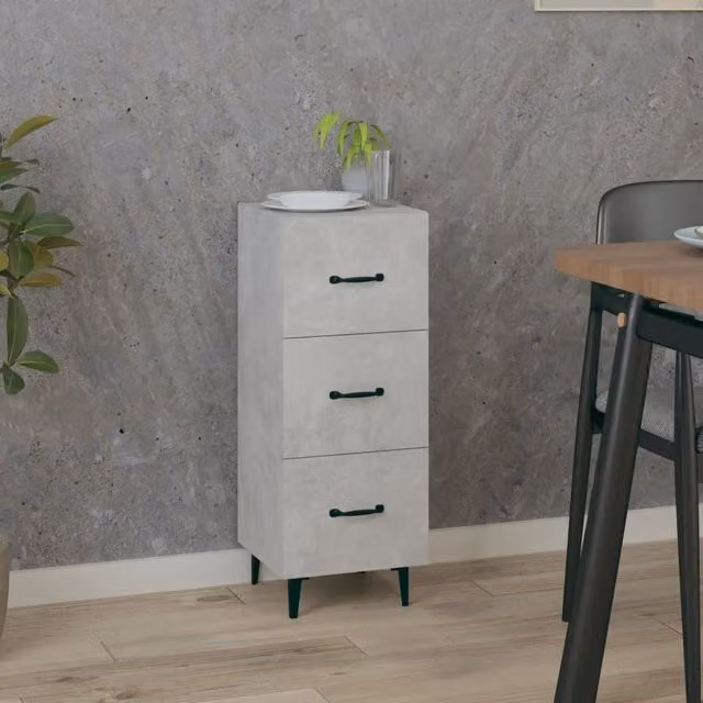 Berkfield Home Sideboard in Concrete Grey, W/D/H: 34.5 x 34.0 x 90.0 cm
