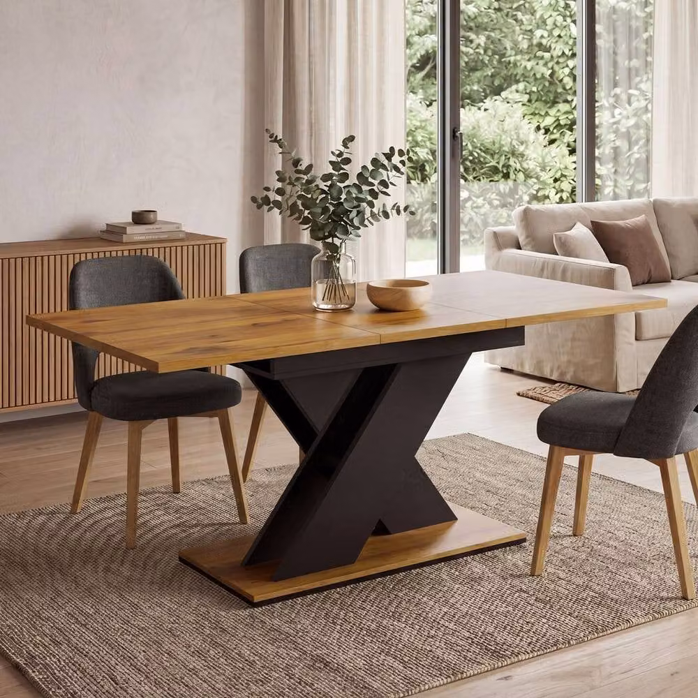 Levede Scandinavian Extendable Dining Table in Brown and Black, Rectangular Wood Table with Butterfly Leaf, W/D/H: 120 x 80 x 75 cm – 8