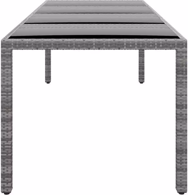 Berkfield Home Grey Poly Rattan and Tempered Glass Extendable Garden Table W/D/H: 250 x 100 x 75 cm – 1