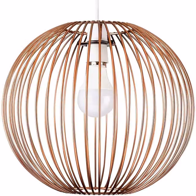 ValueLights Retro Metal Sphere Globe Ceiling Pendant Light Shade in Copper Effect Finish