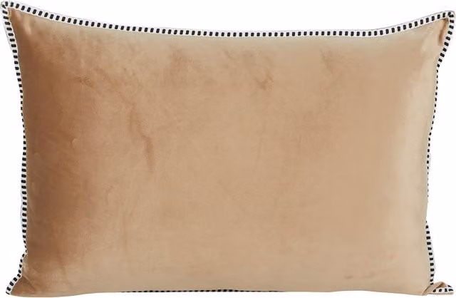 Divante Modern Rectangular Velvet Cushion in Beige and Brown