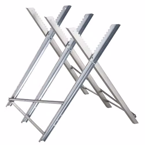 DURHAND Adjustable Foldable Steel Sawhorse in Silver with 100 kg Capacity