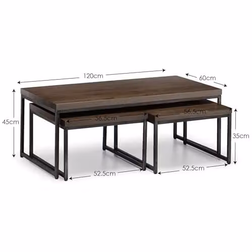 Julian Bowen Brooklyn Nesting Coffee Tables in Brown Oak – 2