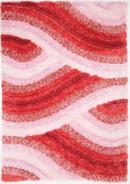 Rugstyle 3D Shaggy Wave Rectangular Rug in Pink, W: 160 cm, L: 230 cm – 1
