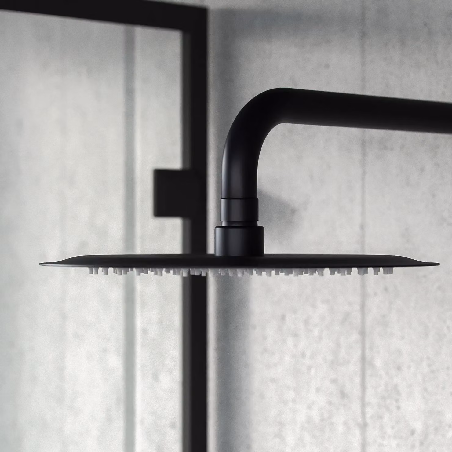 Nes Home Round Slim Rainfall Modern Overhead Shower Head in Matt Black, Diameter: 25 cm – 2