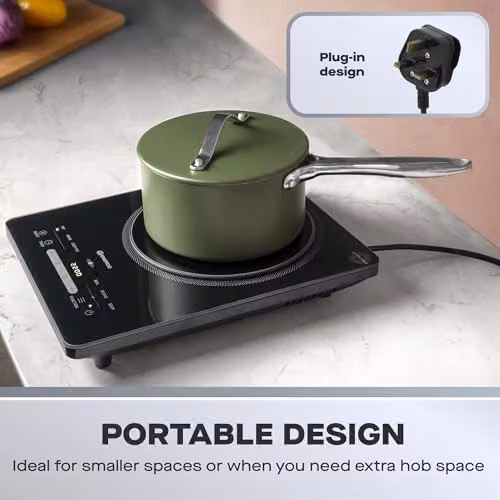 Daewoo 2200W Single Induction Hob in Black with Digital Display, Timer and Auto Shut-off – 5