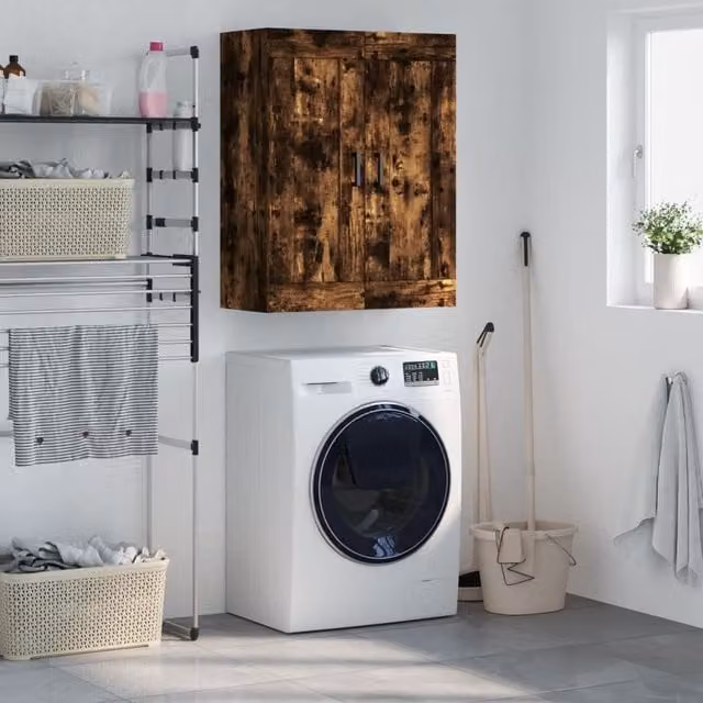 Berkfield Home Wall Mounted Smoked Oak Cabinet in Brown, W/D/H: 69.5 x 34 x 90 cm – 1