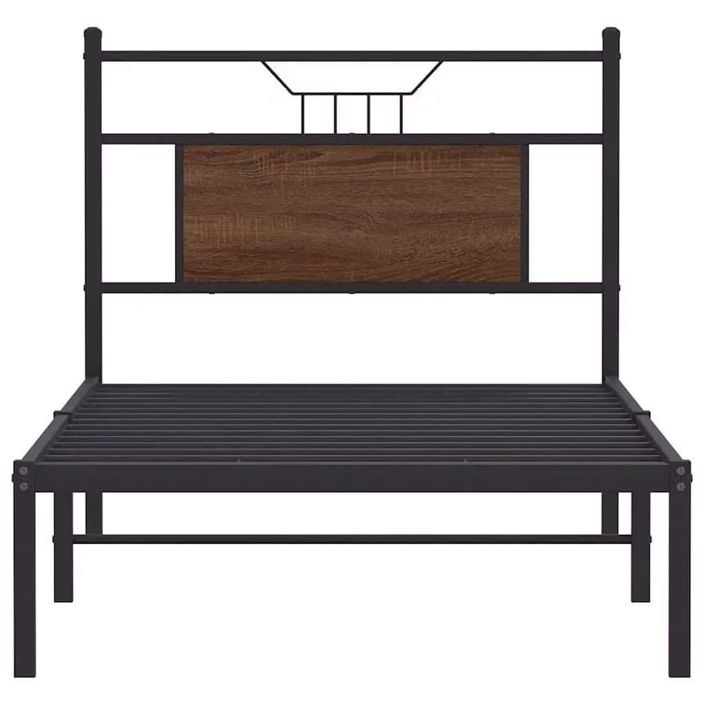 Berkfield Home Small Single Bed Frame in Brown Oak Engineered Wood, W: 75 cm x D: 190 cm x H: 91.5 cm – 3