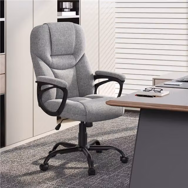 Yaheetech Grey Executive Office Chair with Ergonomic High Back, Headrest and Armrests