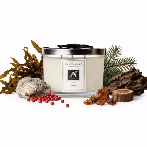 Aroma Naturals Minimalist Luxe Infame Scented Candle in White with Metal Lid – 1