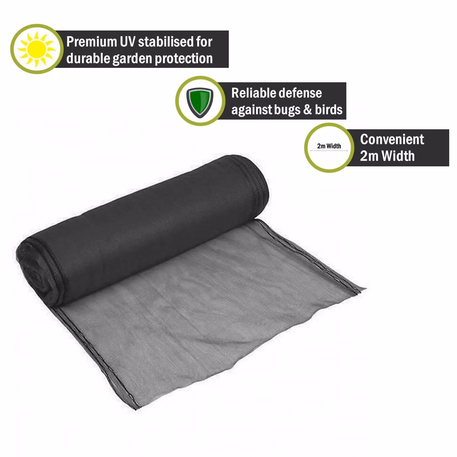 Pegdev Black Heavy Duty UV Stabilised Plants and Crops Protection Netting for Vegetable Gardens – 2
