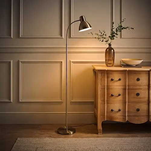 ValueLights MiniSun Modern Adjustable Gold Brass Floor Lamp – 3