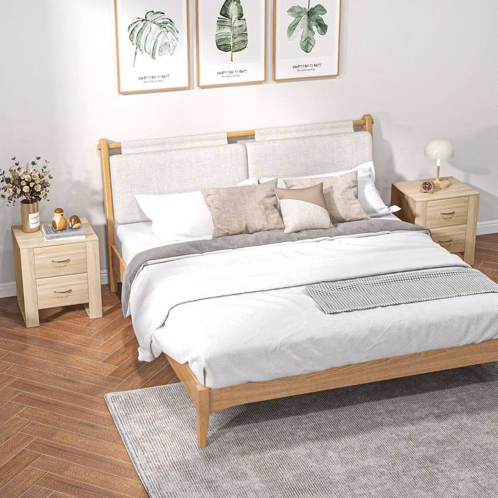 Wyld Haus Colu Set of 2 Natural Brown Wooden Bedside Tables with 2 Drawers – 3