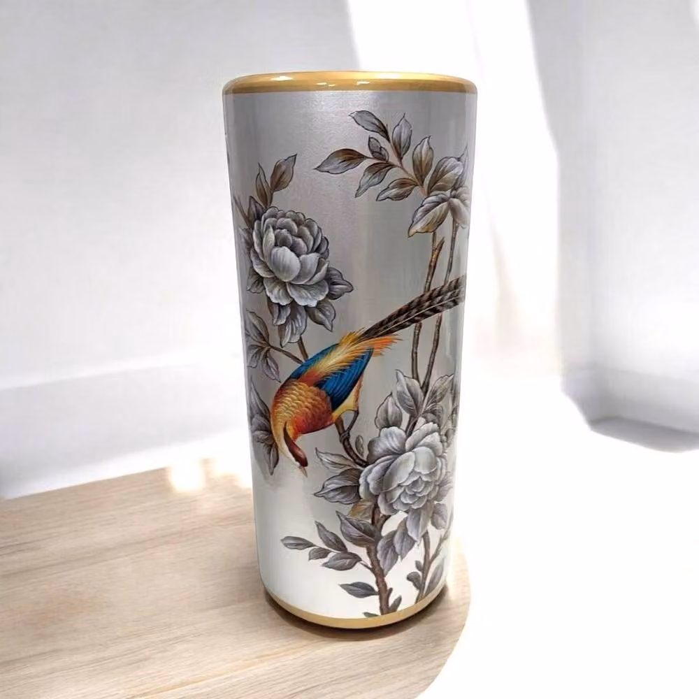 Minster Floral Silver Ceramic Umbrella Stand, W/D/H: 20 x 20 x 46 cm – 2
