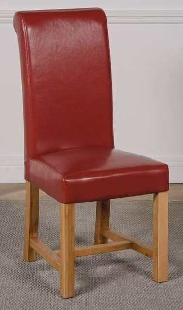 Thats Furniture Washington Red Leather Dining Chairs with Oak Legs