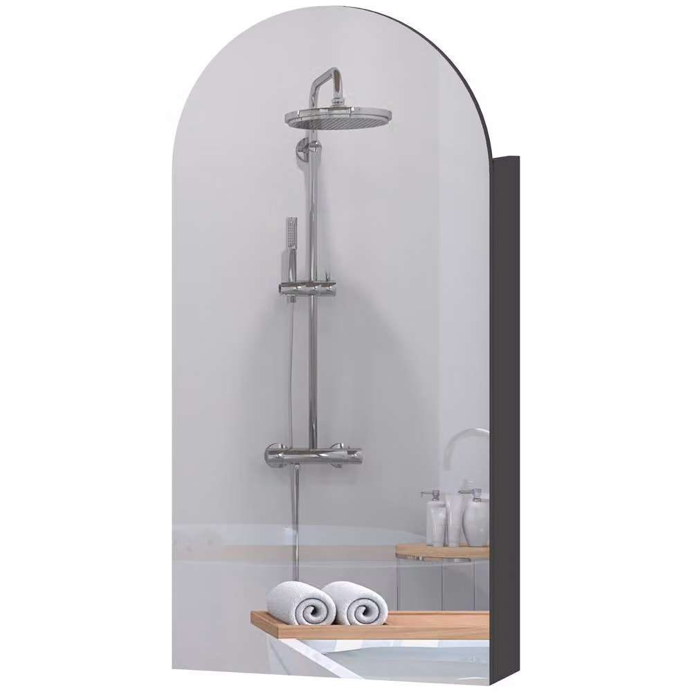 STILVORA Modern Black Wall Mounted Bathroom Mirror Cabinet with Internal Shelves and Hinged Doors W/D/H: 80 x 40 x 1 cm – 2