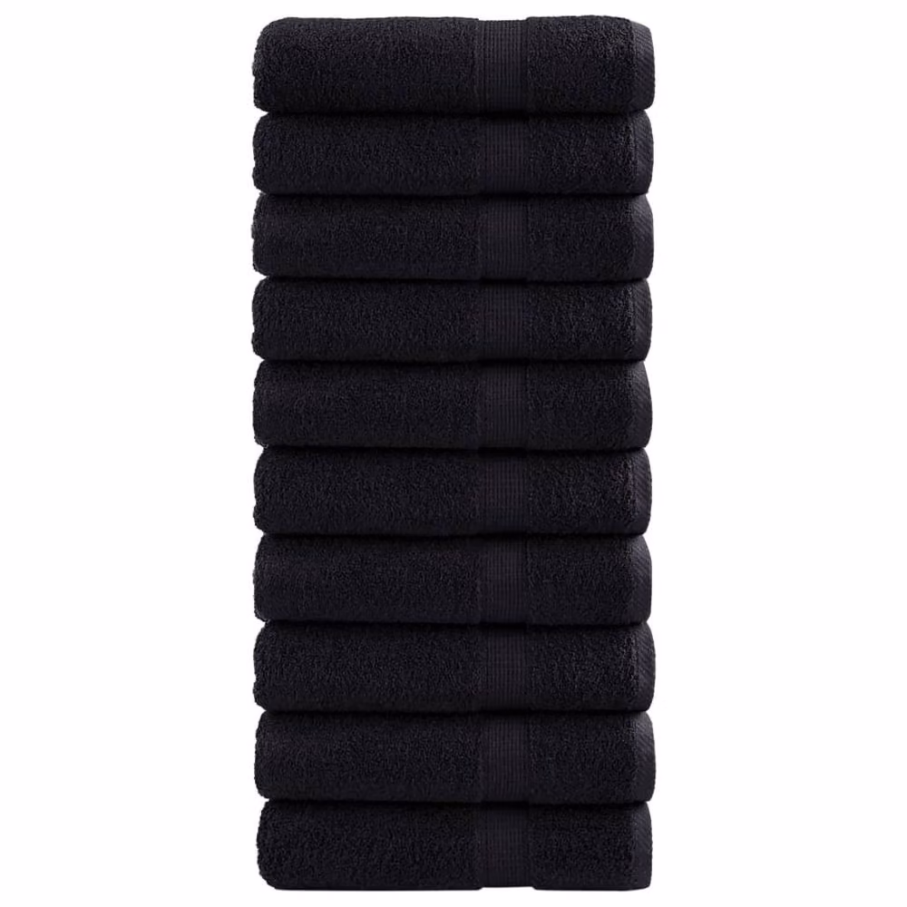 Berkfield Home SOLUND Premium Cotton Terry Bath Towels, 10 Piece Set, Black, W: 100 cm, L: 150 cm, 600 gsm – 2