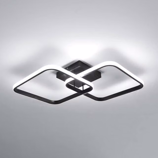 COMELY Modern Square LED Ceiling Light, 42W, 6500K Cool White, Black – 1
