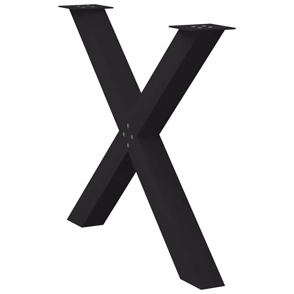 Berkfield Home X-Shaped Dining Table Legs, 3 Piece Set, Black Steel, H: 72.5 cm, W: 90 cm – 3
