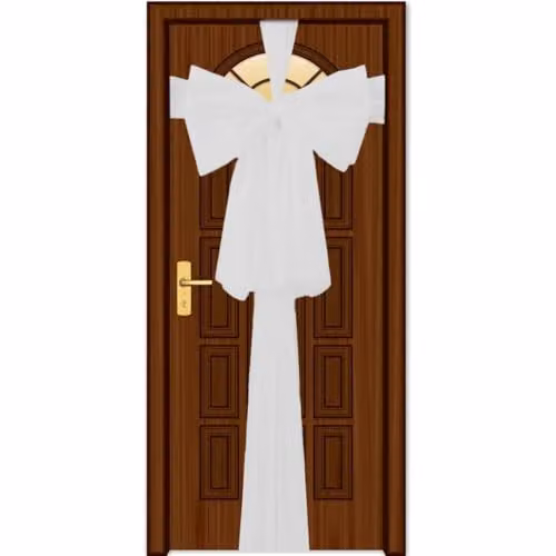 SHATCHI White Giant Christmas Door Bow, 9m Textile Decoration for Weddings, Parties and Home Decor