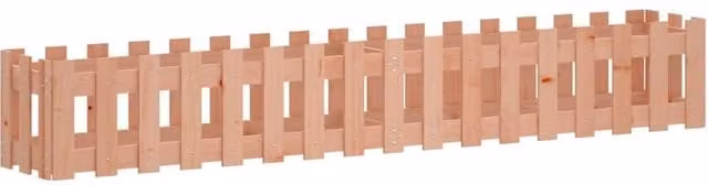 Berkfield Home Garden Raised Bed with Fence Design in Light Brown Solid Wood, W/D/H: 200 x 30 x 30 cm