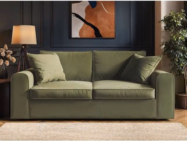 SolaceCo Ainsley 3 Seater Velvet Sofa in Green