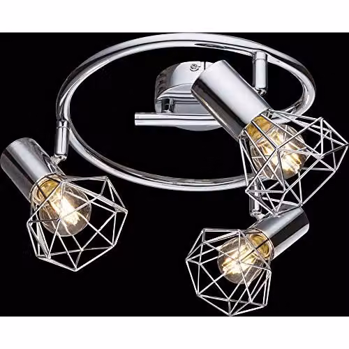 Netlighting Xara I Ceiling Spotlight Cluster in Chrome and Grey with 3x E14 Sockets – 3