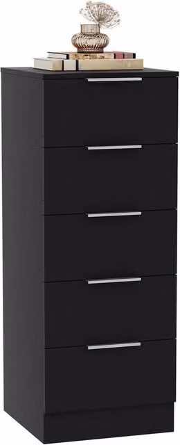 Kelvenix Modern Black 5 Drawer Narrow Bedroom Chest of Drawers – 1