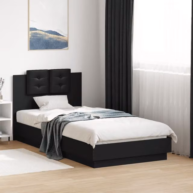 Berkfield Home Small Single Bed Frame in Black, W: 75 cm, L: 190 cm