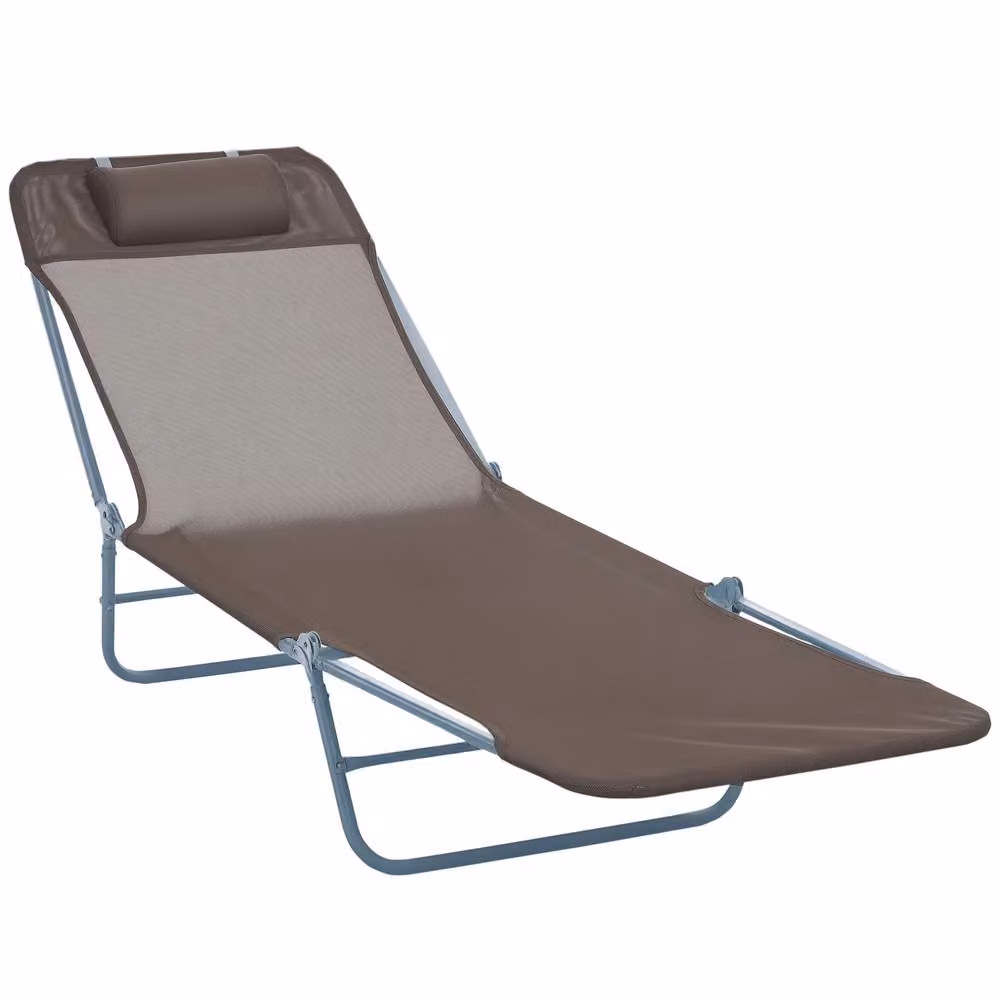 OUTSUNNY Adjustable Sun Bed Garden Lounger Recliner with Textilene Fabric in Brown – 2